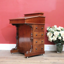 Load image into Gallery viewer, x SOLD Antique English Davenport Desk Walnut and Leather Four Drawer Writing Slope Desk. B11276
