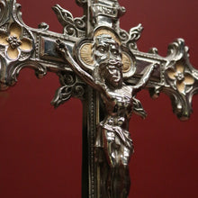 Load image into Gallery viewer, x SOLD Antique French Crucifix, Silver Plate Home Worship Christ on Cross. Religion B11134
