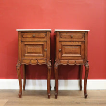 Load image into Gallery viewer, x SOLD Antique Bedside Tables Cabinets, Lamp Side Tables Antique French Oak and Marble Tops B10297
