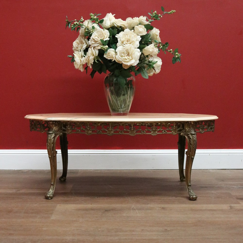 Vintage Italian Coffee Table, Gilt Brass and Marble Top Coffee Table, Side Table B11055
