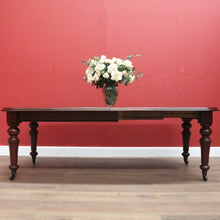 Load image into Gallery viewer, x SOLD Antique English Mahogany Dining Table, or Two Leaf Kitchen Table with Castors. B11281
