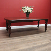 Load image into Gallery viewer, x SOLD Antique English Mahogany Dining Table, or Two Leaf Kitchen Table with Castors. B11281
