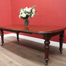 Load image into Gallery viewer, x SOLD Antique English Mahogany Dining Table, or Two Leaf Kitchen Table with Castors. B11281
