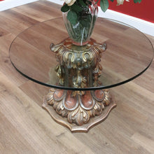 Load image into Gallery viewer, x SOLD Italian Florentine-style Coffee Table, Gilt Timber Pedestal Base with a Glass Top B10104
