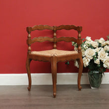 Load image into Gallery viewer, Antique French Corner Chair French Oak and Rush Seat Conversation Armchair Chair
