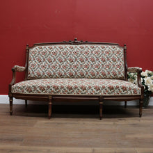 Load image into Gallery viewer, Antique French Settee, Lounge  or Sofa, Walnut and Gilt Frame Rust Amber Flowers B11186
