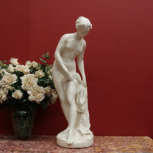 Load image into Gallery viewer, x SOLD Antique French Glazed Plaster Statue &#39;The Bather&#39; Falconet Style Maiden Statue B11172
