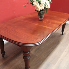 Load image into Gallery viewer, x SOLD Antique English Mahogany Dining Table, or Two Leaf Kitchen Table with Castors. B11281
