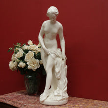 Load image into Gallery viewer, x SOLD Antique French Glazed Plaster Statue &#39;The Bather&#39; Falconet Style Maiden Statue B11172
