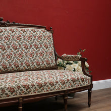 Load image into Gallery viewer, x SOLD Antique French Settee, Lounge  or Sofa, Walnut and Gilt Frame Rust Amber Flowers B11186
