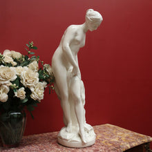 Load image into Gallery viewer, x SOLD Antique French Glazed Plaster Statue &#39;The Bather&#39; Falconet Style Maiden Statue B11172
