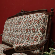 Load image into Gallery viewer, x SOLD Antique French Settee, Lounge  or Sofa, Walnut and Gilt Frame Rust Amber Flowers B11186
