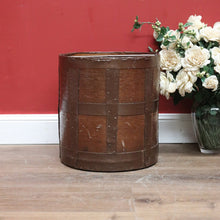 Load image into Gallery viewer, Antique French Coal Bucket, Kindling Bucket, Oak and Metal Umbrella Holder
