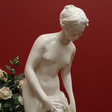 Load image into Gallery viewer, x SOLD Antique French Glazed Plaster Statue &#39;The Bather&#39; Falconet Style Maiden Statue B11172
