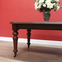 Load image into Gallery viewer, x SOLD Antique English Mahogany Dining Table, or Two Leaf Kitchen Table with Castors. B11281
