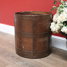 Load image into Gallery viewer, x SOLD Antique French Coal Bucket, Kindling Bucket, Oak and Metal Umbrella Holder B11107
