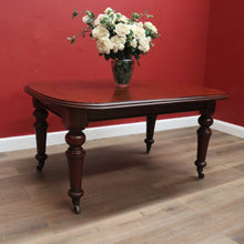 Load image into Gallery viewer, x SOLD Antique English Mahogany Dining Table, or Two Leaf Kitchen Table with Castors. B11281
