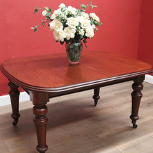 Load image into Gallery viewer, x SOLD Antique English Mahogany Dining Table, or Two Leaf Kitchen Table with Castors. B11281

