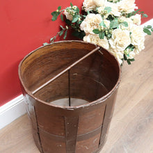 Load image into Gallery viewer, x SOLD Antique French Coal Bucket, Kindling Bucket, Oak and Metal Umbrella Holder B11107
