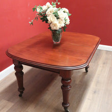 Load image into Gallery viewer, x SOLD Antique English Mahogany Dining Table, or Two Leaf Kitchen Table with Castors. B11281
