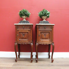 Load image into Gallery viewer, Antique French Bedside Cabinet, French Oak and Marble Top Bedside Tables B10554
