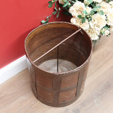 Load image into Gallery viewer, x SOLD Antique French Coal Bucket, Kindling Bucket, Oak and Metal Umbrella Holder B11107
