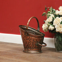 Load image into Gallery viewer, Antique Copper Coal Scuttle, Kindling Holder Water Bucket or Pitcher with Handle B11020
