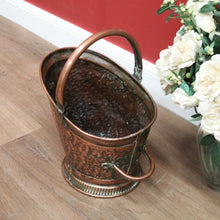 Load image into Gallery viewer, Antique Copper Coal Scuttle, Kindling Holder Water Bucket or Pitcher with Handle B11020
