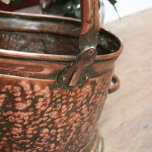 Load image into Gallery viewer, Antique Copper Coal Scuttle, Kindling Holder Water Bucket or Pitcher with Handle B11020
