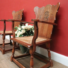 Load image into Gallery viewer, Set of Two Armchairs, Pair of Antique French Oak Heraldic Chairs, Coat of Arms B11046
