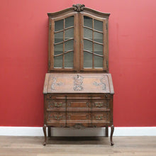 Load image into Gallery viewer, x SOLD Vintage French Bookcase Bureau, Writing Bureau Desk with Bookcase to the Top 10838
